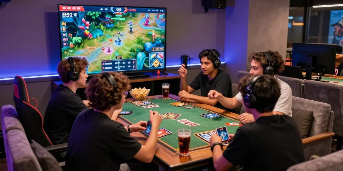 B52 gaming platform with players immersed in multiplayer card game action, showcasing vibrant graphics and engaging atmosphere.