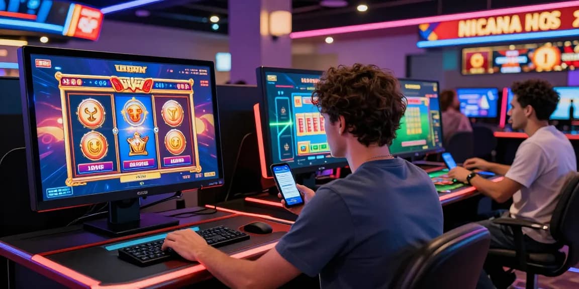Diverse group of players enjoying online gambling at https://78winnh.net/, showcasing dynamic gaming experiences in a vibrant digital casino.