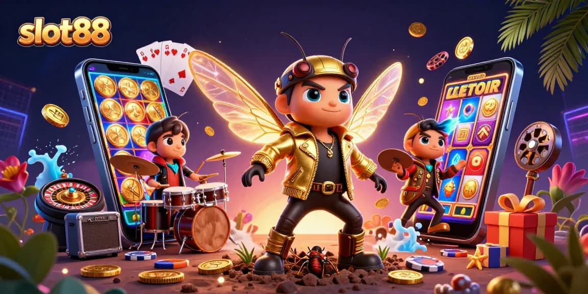 Rasakan keseruan slot88 dengan cicada rock star dan elemen permainan kasino lainnya.