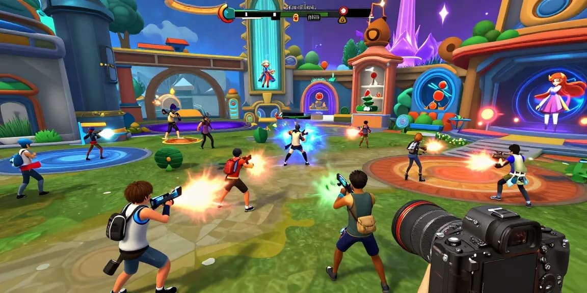Engaging virtual environment showcasing a variety of 3D ecchi game characters exploring a vibrant, detailed landscape.