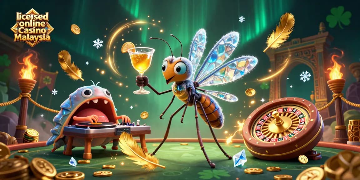 Experience the thrill of a licensed online casino Malaysia with vibrant characters and casino elements.