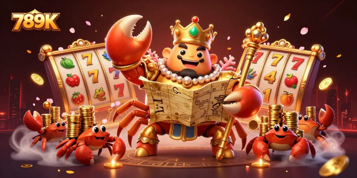 Experience thrilling gameplay at 789K with a golden crab emperor and dynamic slot elements.