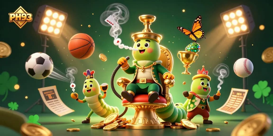 Experience PH33's immersive gambling scene featuring a hookah-master, dynamic sports elements, and gold accents.