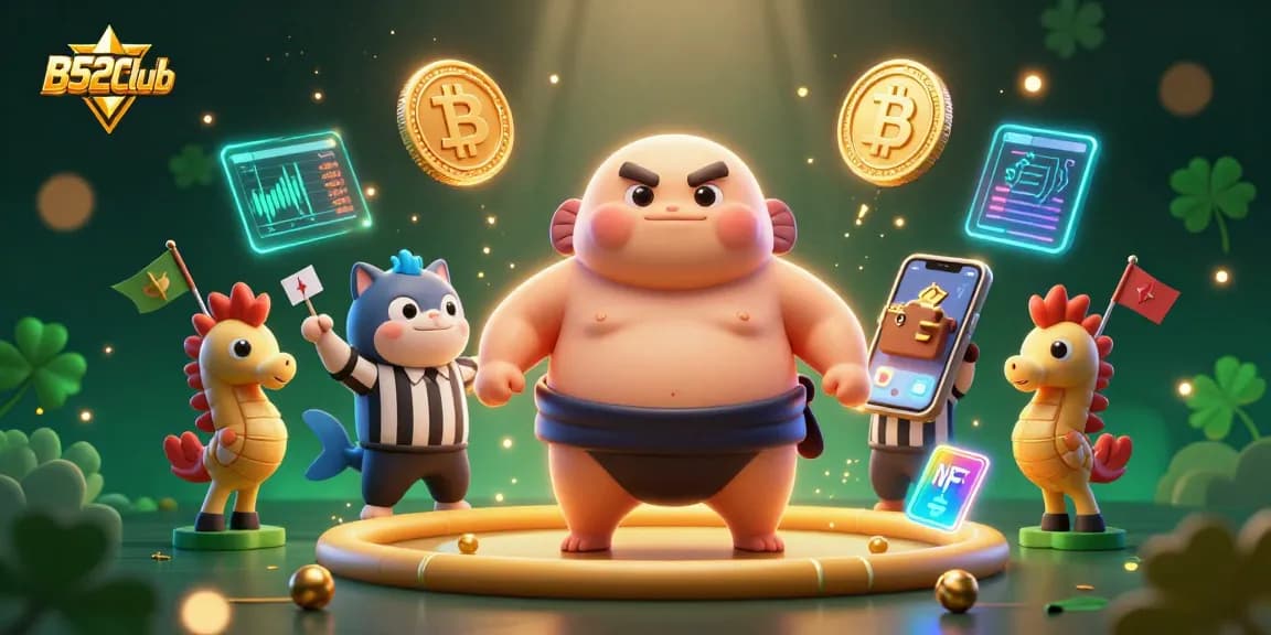Engage with B52Club's thrilling underwater casino vibe featuring vibrant characters and crypto elements.