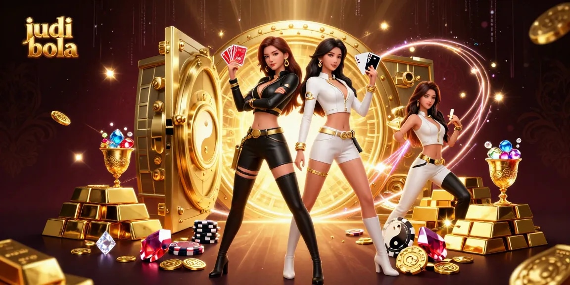 Engage in judi bola with twin Asian women showcasing dynamic card play in an extravagantly rich casino scene.