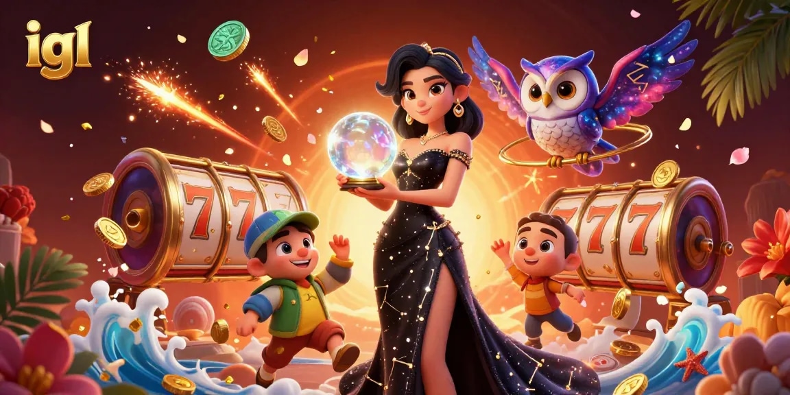 Engage with igl's exciting casino world by spinning slot reels in a vibrant digital illustration.