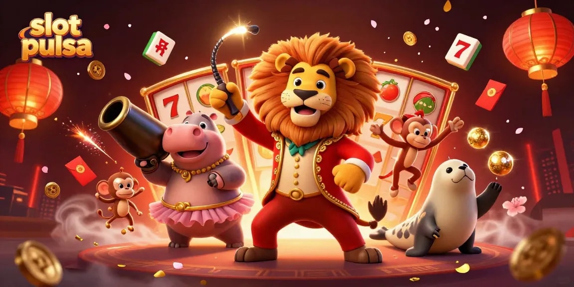 Ikuti permainan slot pulsa yang mendebarkan dengan karakter dinamis dan elemen kasino yang cerah.