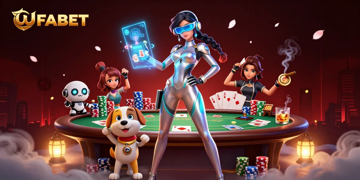 Experience the thrill of UFABET with a futuristic setup showcasing gaming elements and characters in a vibrant, engaging illustration.
