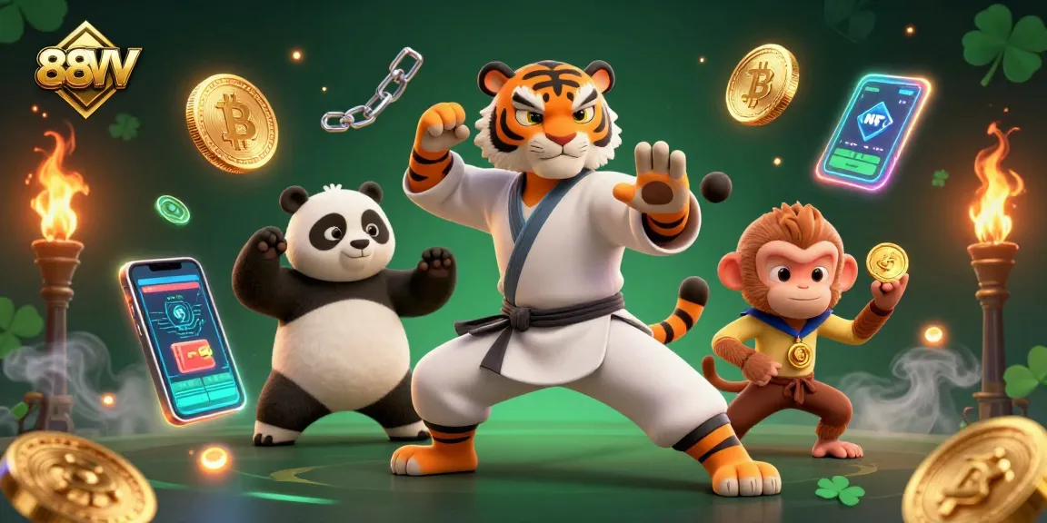 Engage in thrilling action and excitement with 88VV's dynamic casino-themed scene.