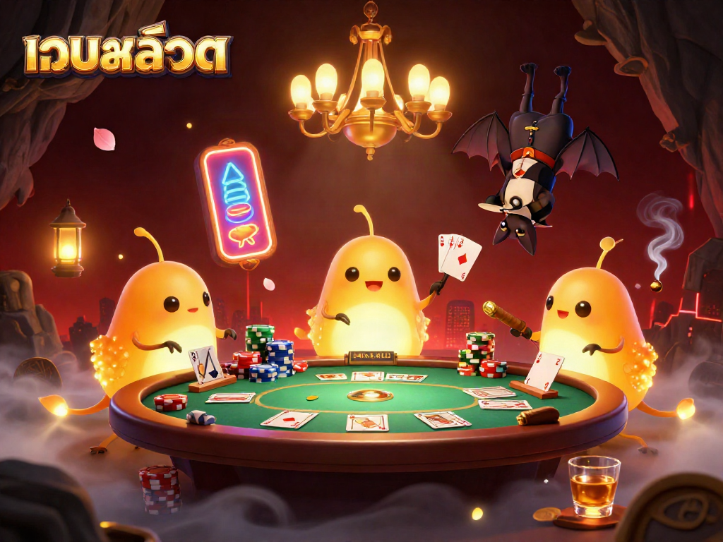 Enhance your เว็บสล็อต experience with vibrant glowworms illuminating a cave casino atmosphere.