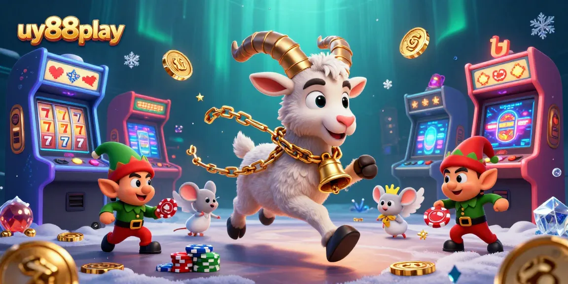 Experience the festive thrill of uy88play with lively characters in a dynamic casino scene.
