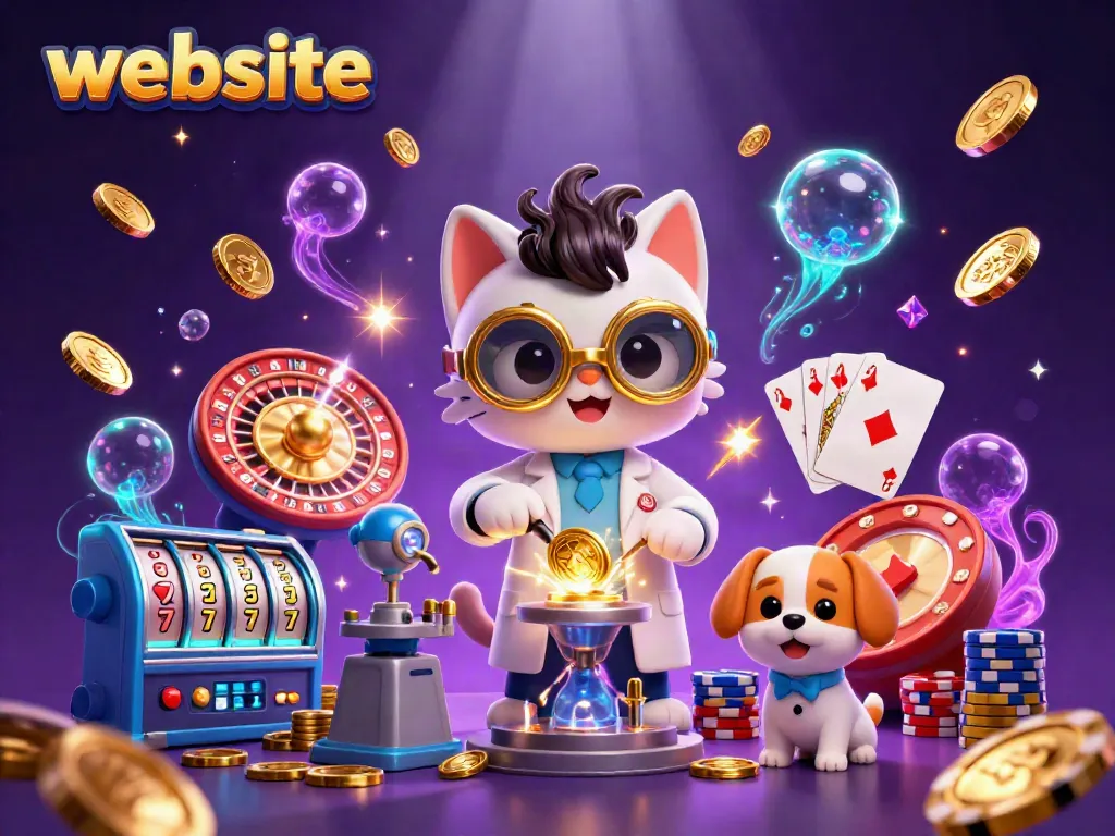 Permainan slot terbaru di situs website DEWA168 dengan kucing ilmuwan dan anjing setia dalam laboratorium.