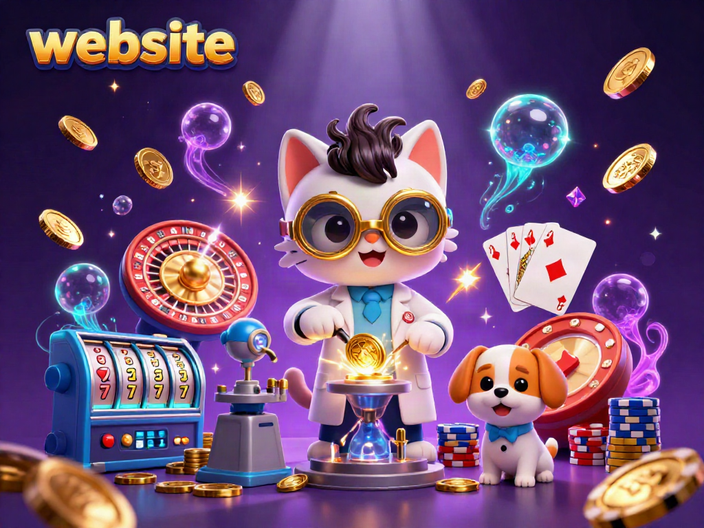 Permainan slot terbaru di situs website DEWA168 dengan kucing ilmuwan dan anjing setia dalam laboratorium.