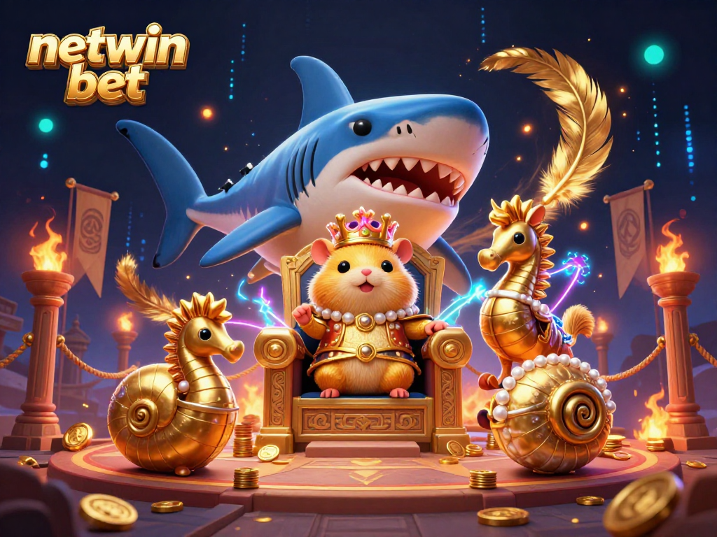 Experience exciting netwin bet action in a vibrant 3D illustration featuring a golden hamster king.