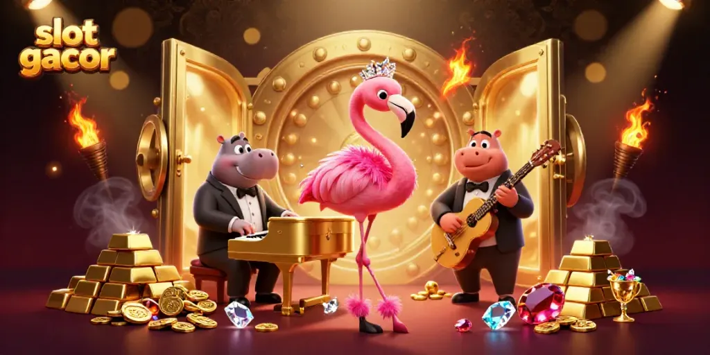 Experience slot gacor action with vibrant characters and dynamic casino elements in a dazzling 3D scene.