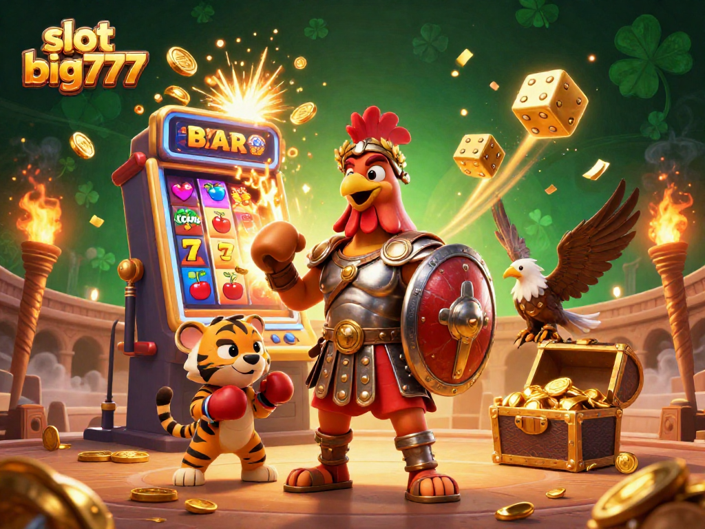 Experience thrilling wins with slot big777 in a vibrant 3D casino illustration.