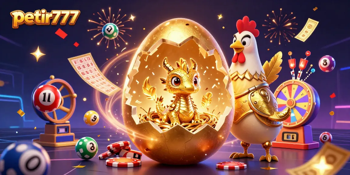 Engage with petir777's exciting gaming universe featuring a golden dragon illuminating the online casino experience.