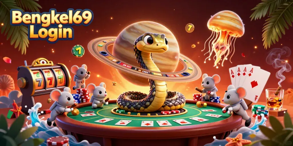 Experience the thrill of gaming with Bengkel69 Login while astronaut mice bet on Saturn's rings.