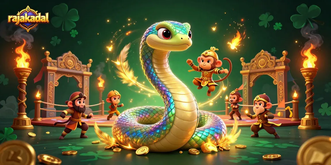 Slot permainan seru di rajakadal dengan naga pelangi dan koin emas mengelilingi arena pertaruhan.
