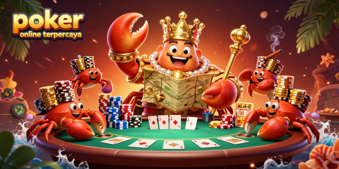 Menangkan permainan poker online terpercaya dengan menghadirkan kemewahan kepiting emas kartun raksasa di kasino.
