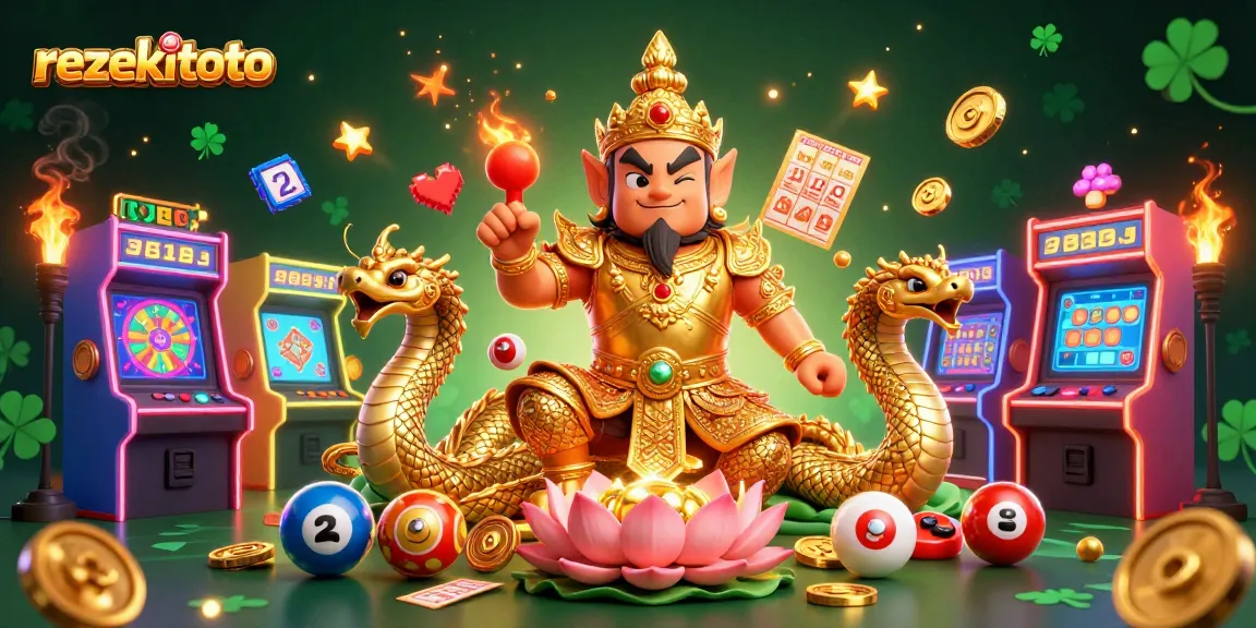Experience the excitement of rezekitoto with a vibrant lottery scene featuring characters and game elements.