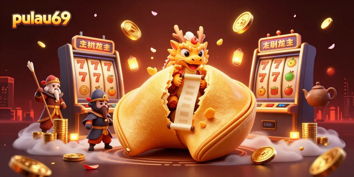 Spin the reels on pulau69 while a wise dragon guards your fortune with vibrant casino elements.