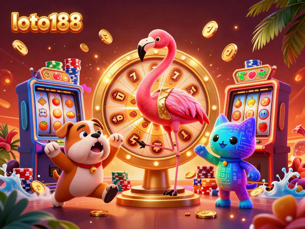 Experience thrilling moments with loto188 in a vibrant casino setting featuring dynamic characters.
