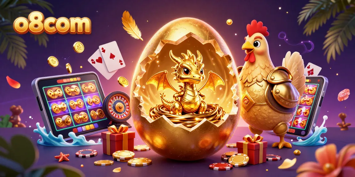 Experience thrilling gameplay at o8com with a golden dragon guarding a nest of poker chips.