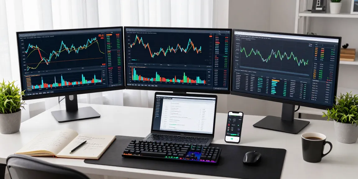 Playexch247 user managing cryptocurrency trading with digital dashboards in a secure workspace.