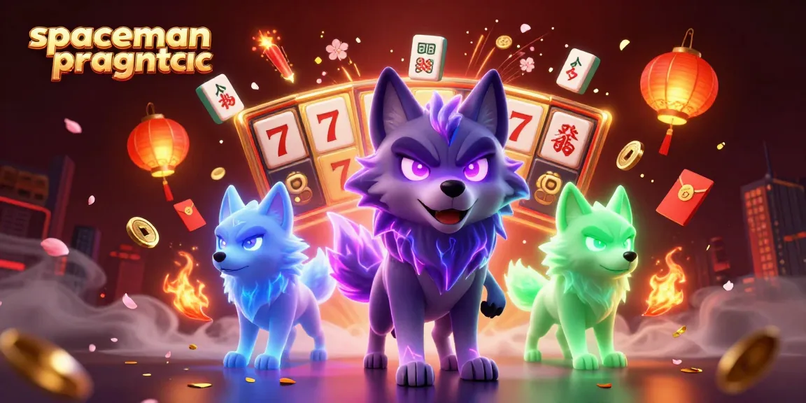 Play spaceman pragmatic in a vibrant casino-themed illustration featuring dynamic elements and characters.