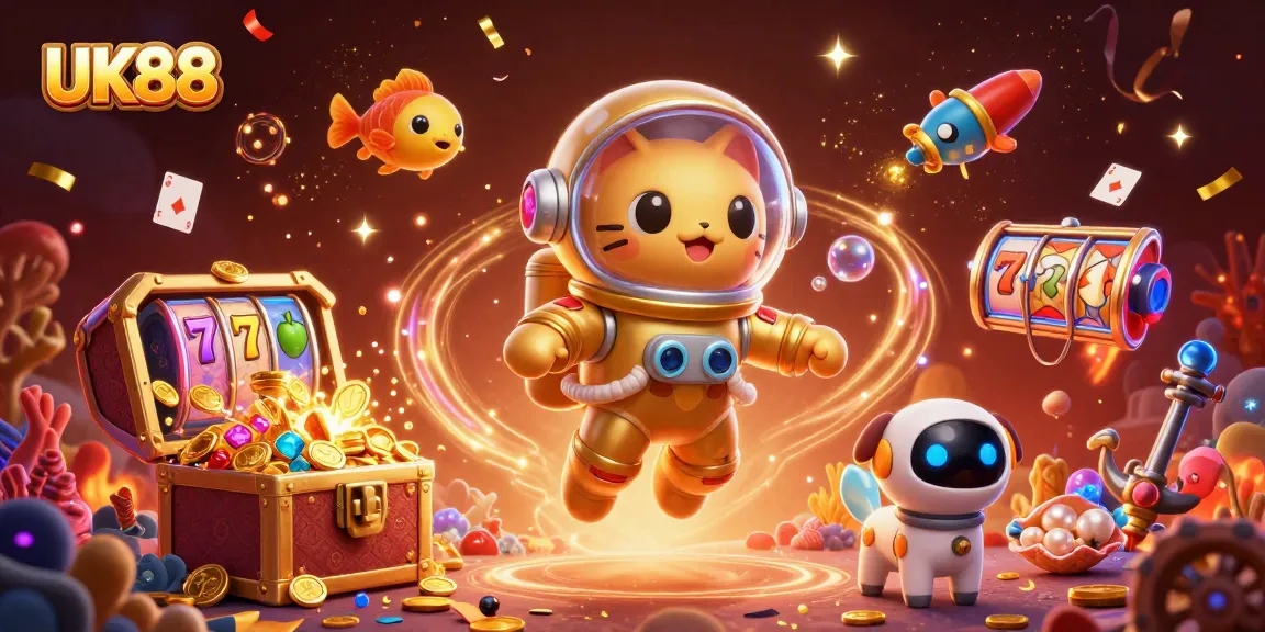 Experience thrilling slots at UK88 with a cosmic cat and space-themed treasures!