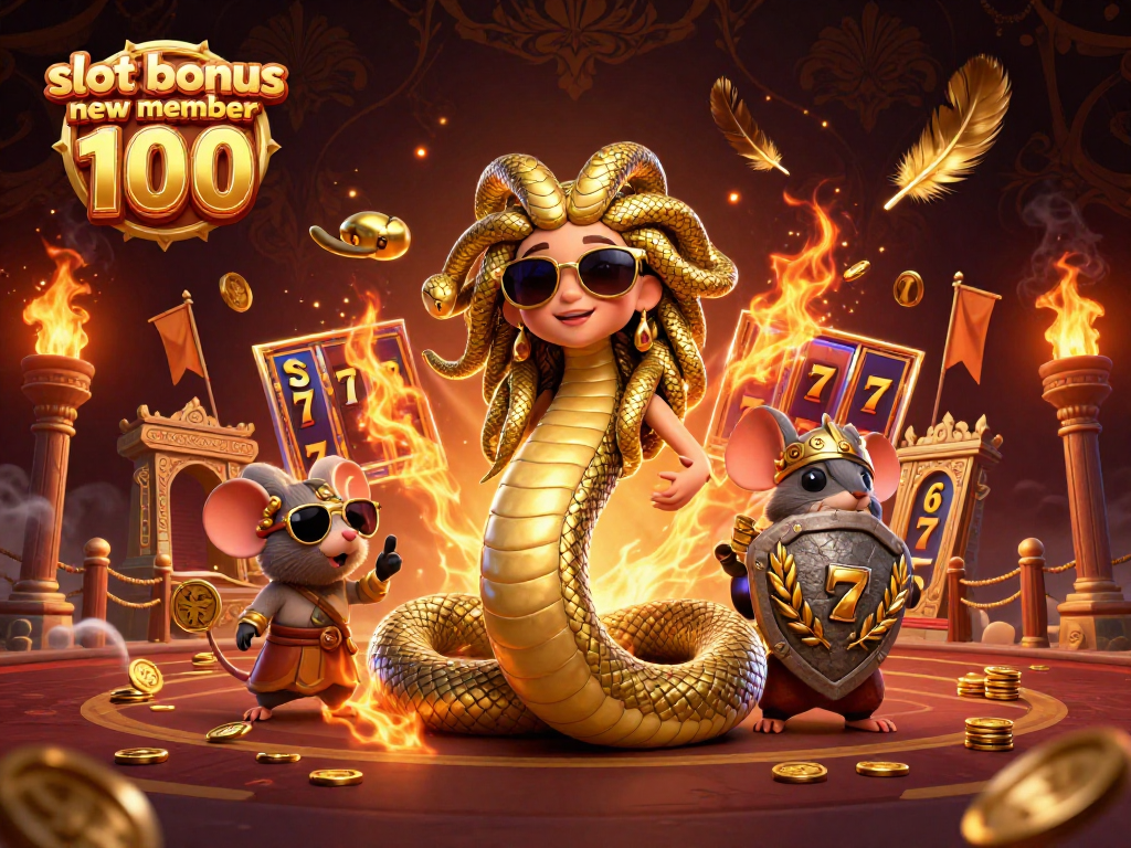 Experience the thrill of slot bonus new member 100 with Medusa, a warrior mouse, and golden treasures