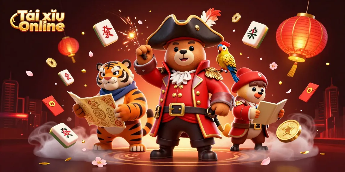 Experience Tài xỉu online with our vibrant 3D illustration featuring pirate elements and bustling gaming visuals.