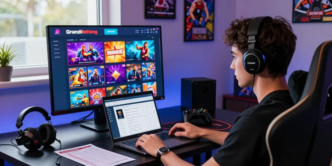 Grandbetting online betting setup featuring vibrant games and accessories.