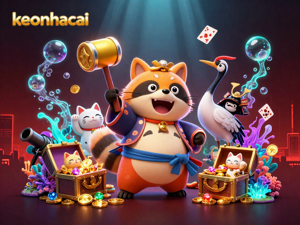 Engage with keonhacai's vibrant world of gaming featuring colorful characters and treasure-filled adventure