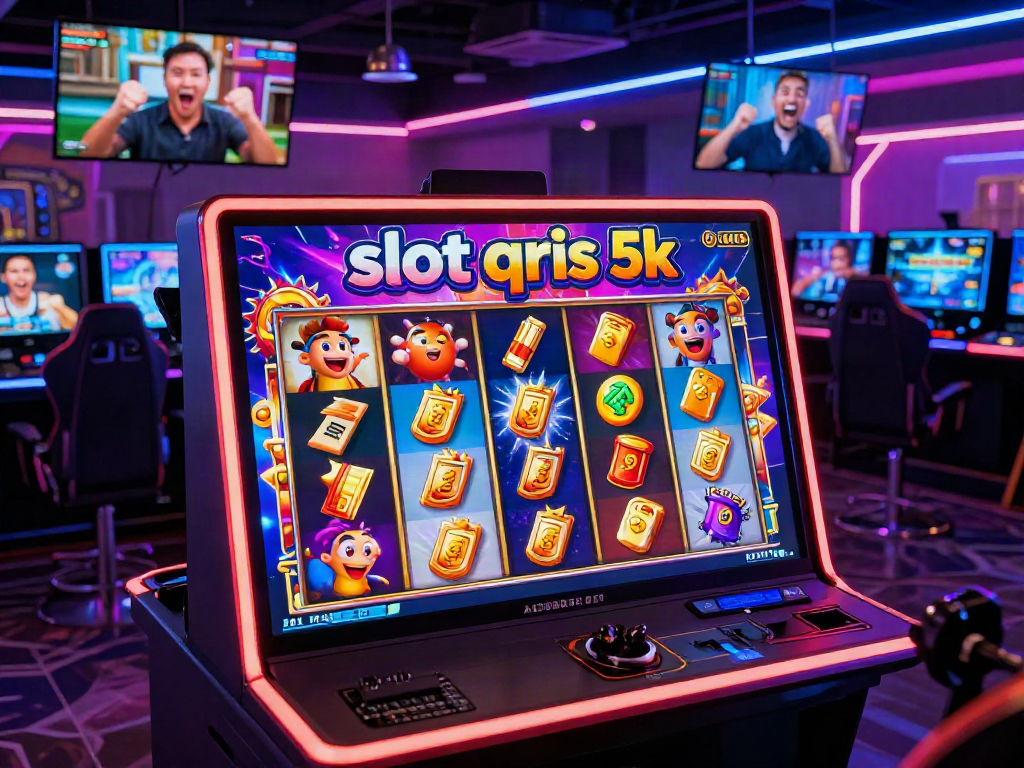 slot qris 5k featured in an exciting online gaming environment with colorful reels and animated characters celebrating wins.