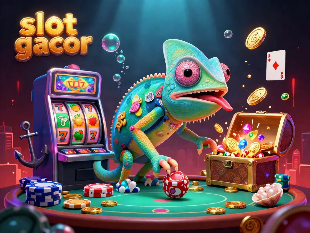 Gamer menangkap peluang dalam slot gacor dengan simbol warna-warni dan koin emas yang berkilauan.