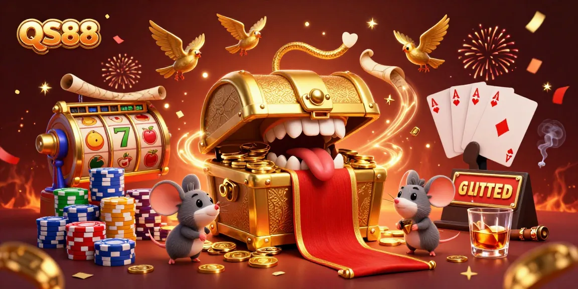 Engage in thrilling gameplay at QS88 with vibrant slot machines and treasure elements.