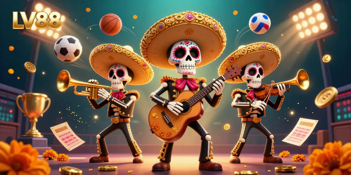 Experience LV88's immersive gaming action with a vibrant mariachi band and sports elements.