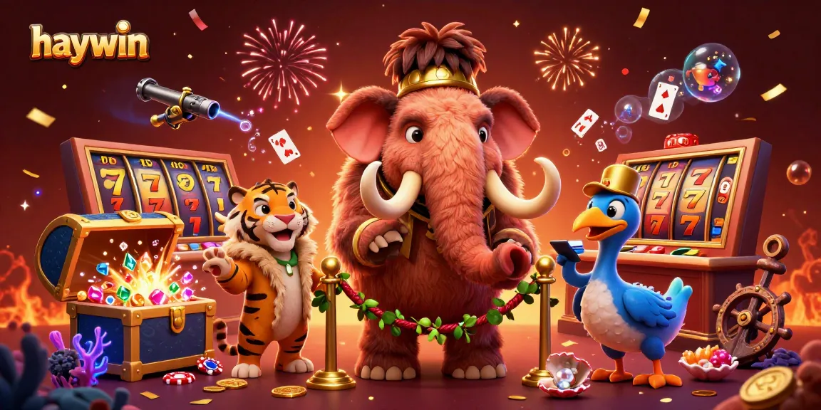 Experience thrilling adventures at haywin with this vibrant casino scene featuring popular games and engaging characters.
