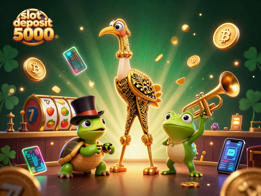 Menang besar bermain slot deposit 5000 dengan simbol slot dan keberuntungan yang berlimpah.