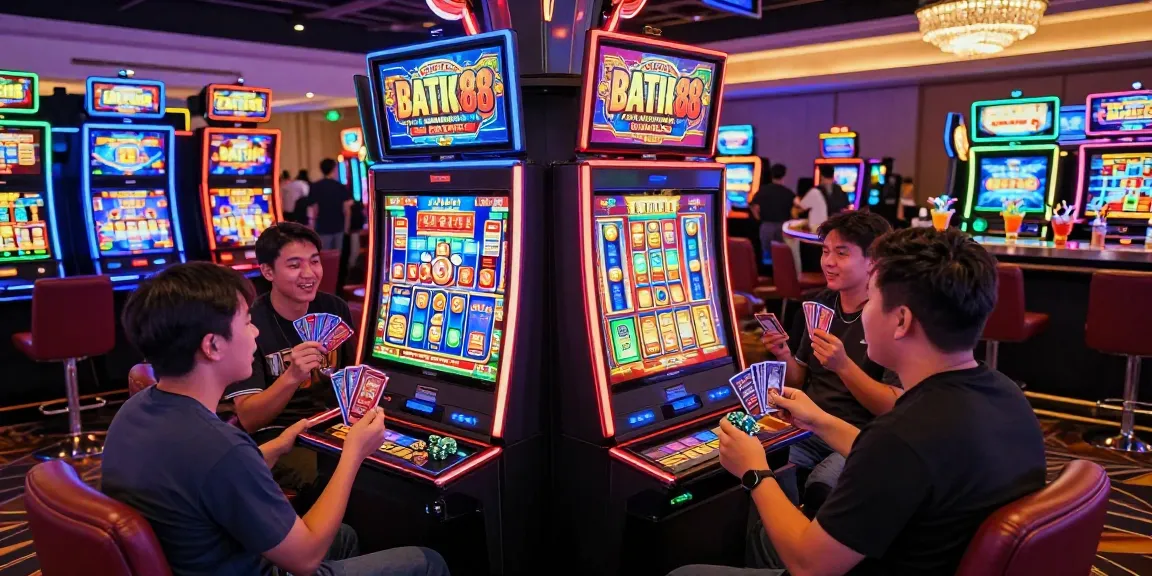 Pengalaman bermain slot BATIK88 dengan orang-orang bersemangat di kasino yang cerah.