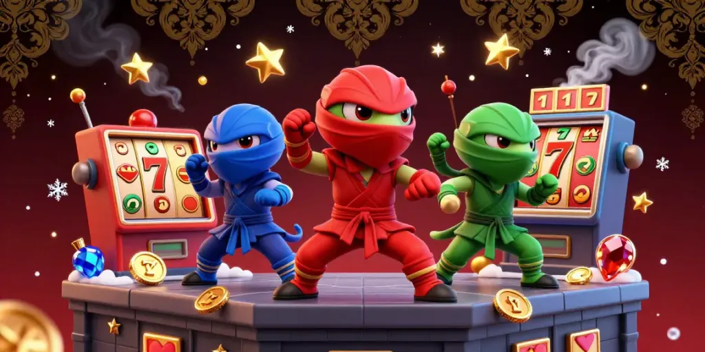 Experience gacor123 excitement with ninja chameleons vying for jackpot rewards amidst spirited casino action.