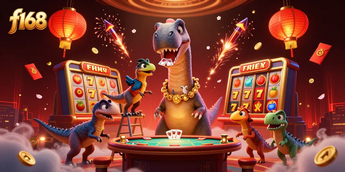 Experience thrilling gameplay at f168 with a vibrant 3D casino scene filled with excitement.