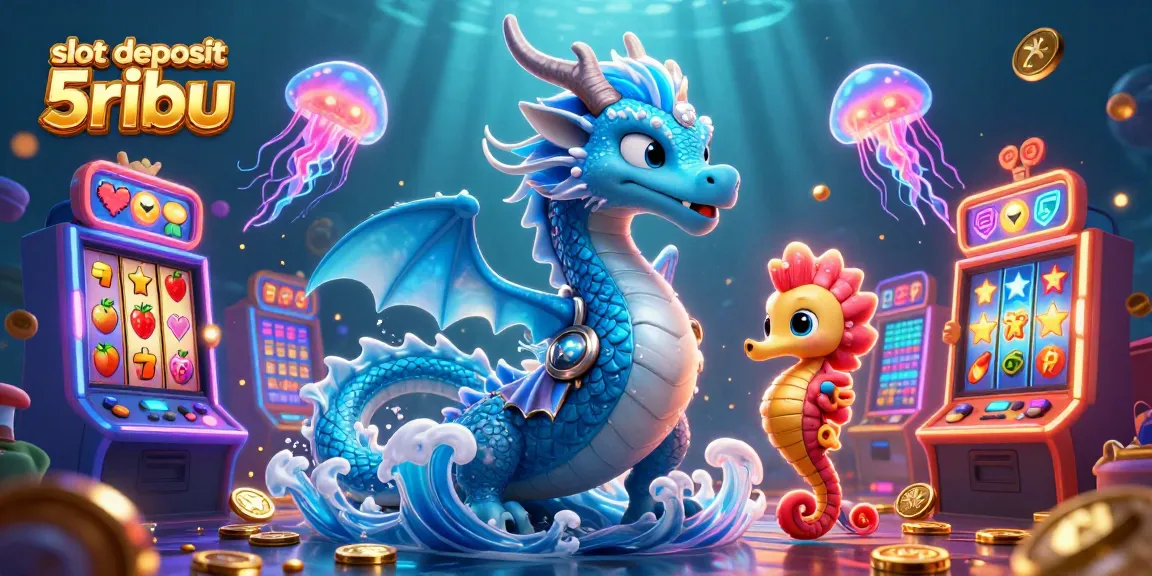 Engage in thrilling gameplay with slot deposit 5ribu, featuring vibrant 3D dragons and classic casino elements.