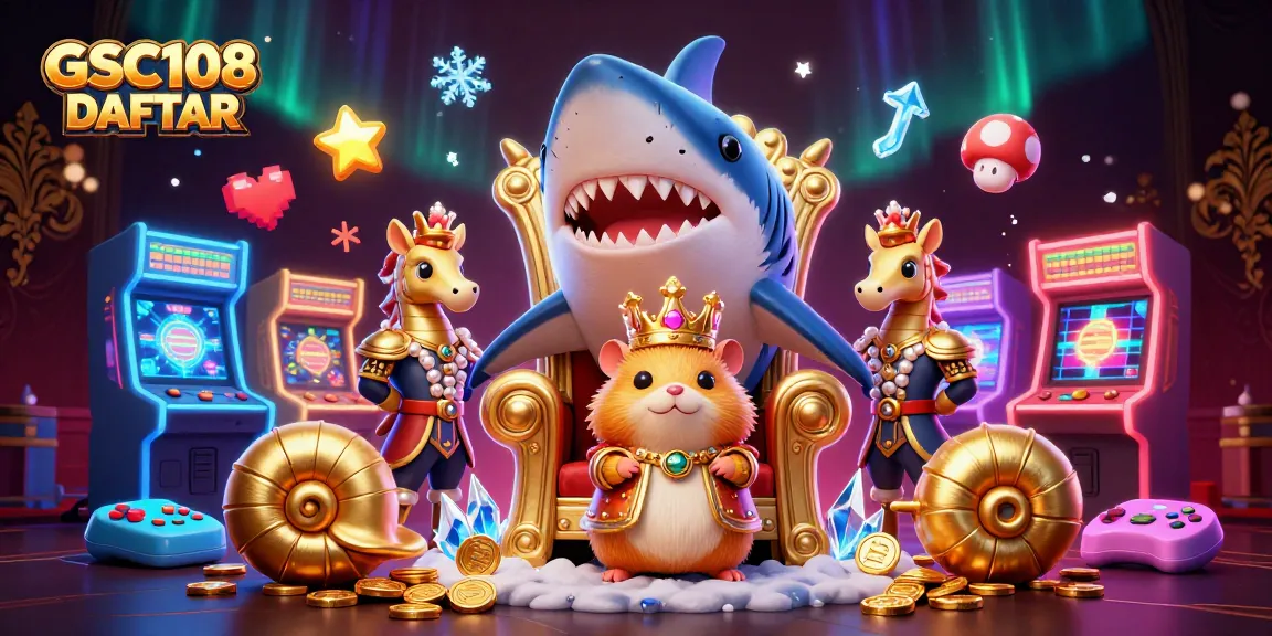 Engage with GSC108 DAFTAR: Explore the thrilling atmosphere of this vibrant casino-themed digital illustration.