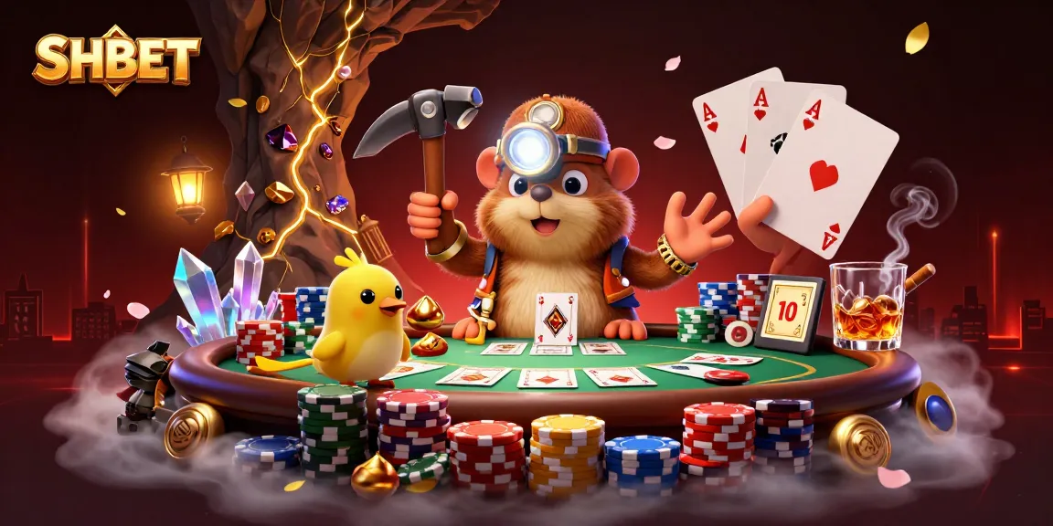 Stake your fortune at SHBET with this lively poker scene of winners and treasures