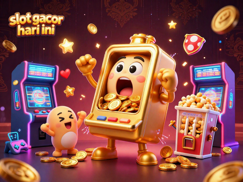 Experience the excitement of slot gacor hari ini with vibrant coins and cheerful machines celebrating jackpots!