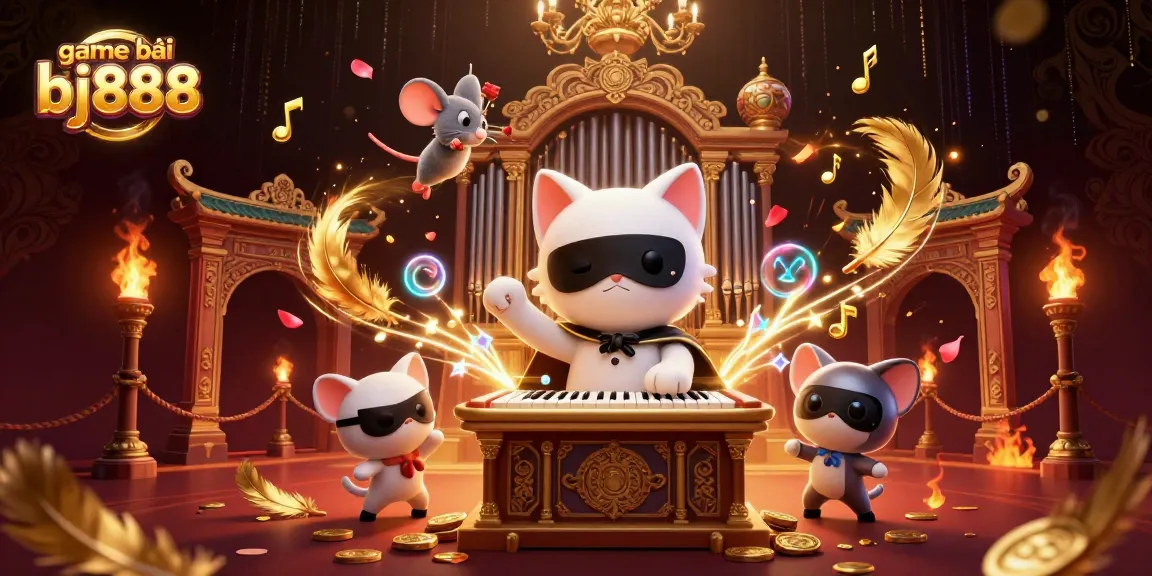Experience the thrill of game bài bj888 with a vibrant 3D casino illustration featuring whimsical characters and dynamic action.