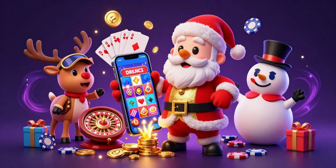 Experience the excitement of 789win with Santa and friends in a dazzling casino scene!